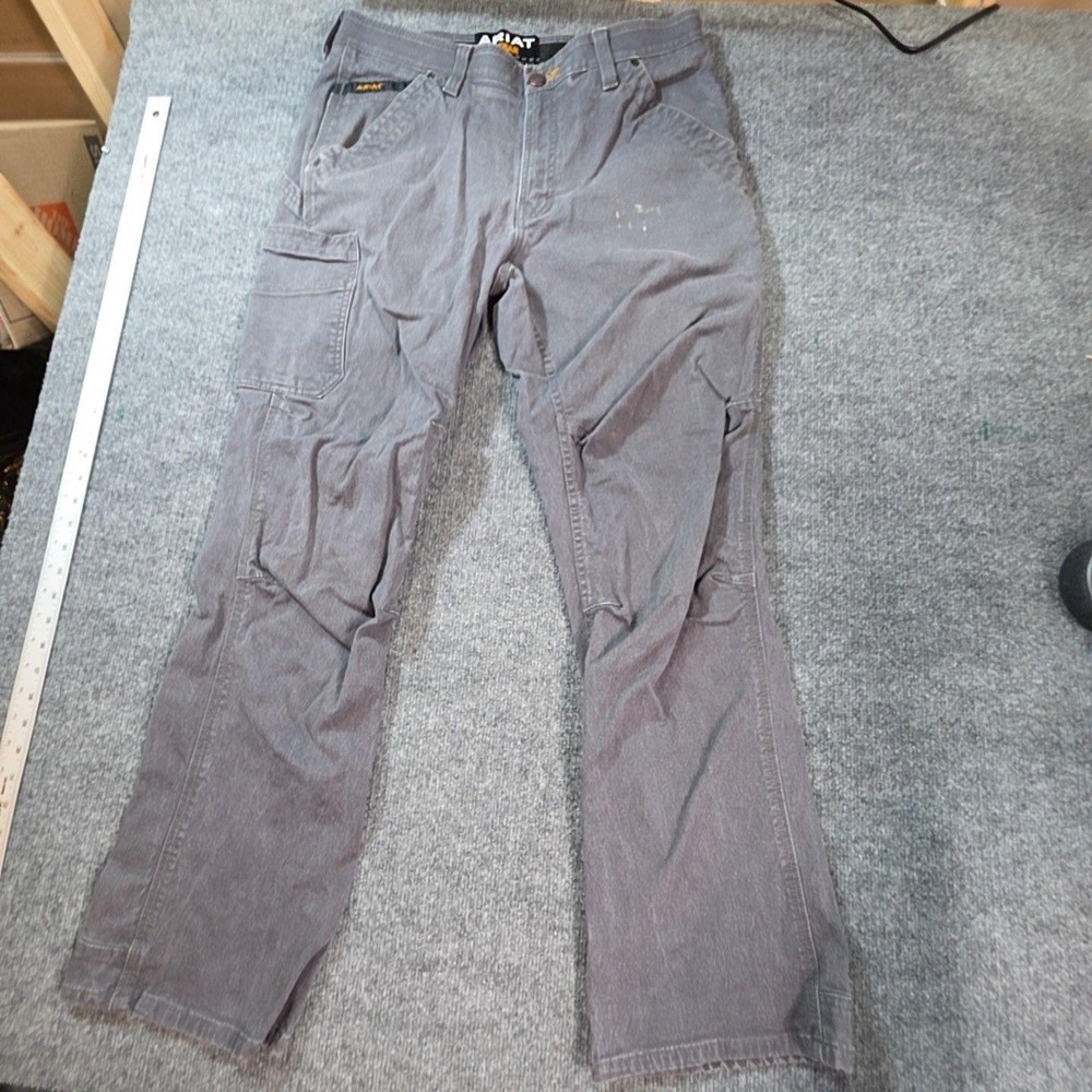 Ariat Rebar M4 Jeans Mens 34x32 Gray Charcoal Wash Relaxed Bootcut Denim Pants